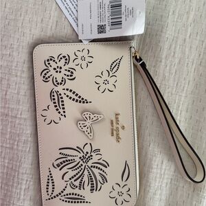 Kate Spade Cream Floral Cutout Wristlet